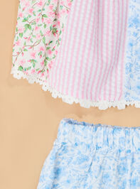 Tessa Paneled Mix Print Toddler Short Set Detail 3 - AS Kids