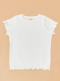 Elena Ribbed Lettuce-Edge Tee Detail 2 - AS Kids