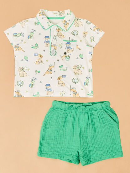 Country Club Dog Polo Shorts Set - ALTAR'D STATE KIDS