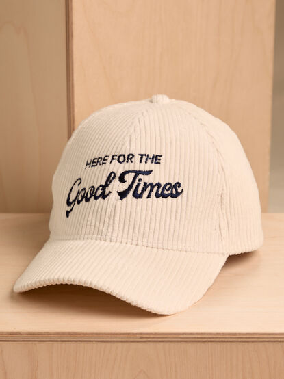 Here for the Good Times Cord Baseball Hat - AS Kids