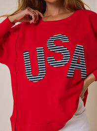 USA Striped Applique Sweatshirt Detail 3 - AS Kids