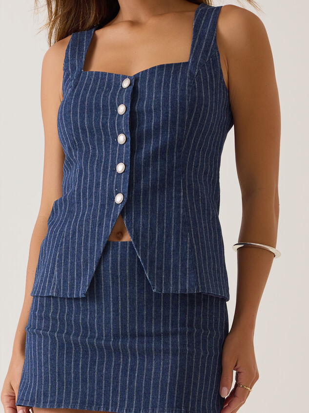 Liza Stripe Denim Vest Detail 6 - AS Kids