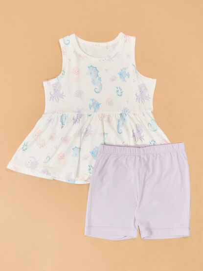 Floral Sea Creature Peplum Top and Short Set - ALTAR'D STATE KIDS