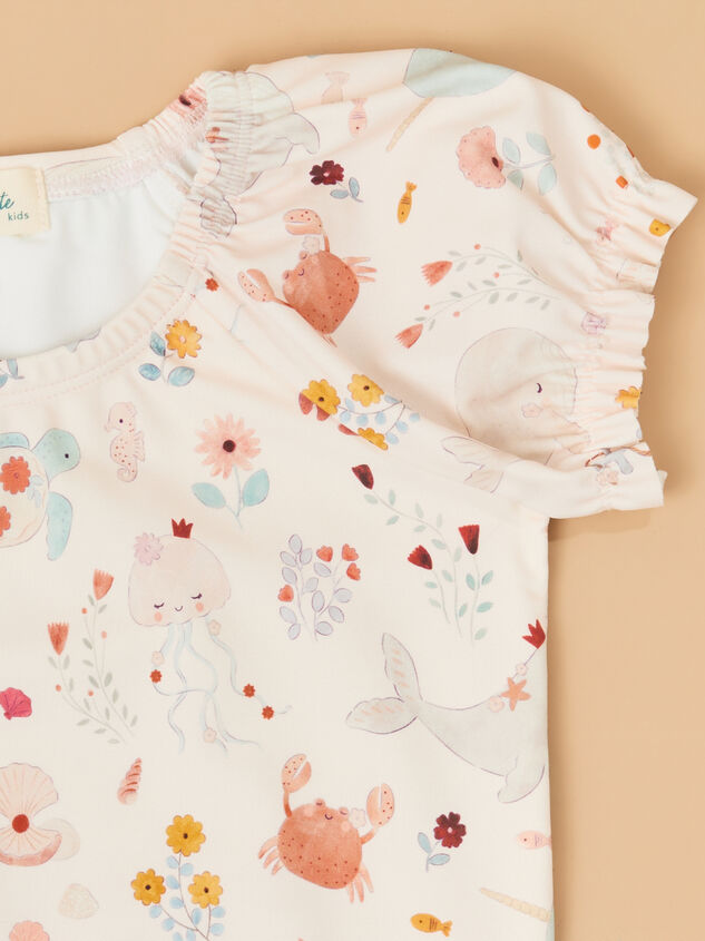 Sea Creature Puff Sleeve One Piece Swimsuit Detail 2 - ALTAR'D STATE KIDS