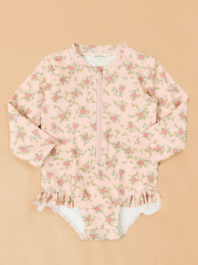 Edith Rose Long Sleeve Ruffle Leg Swimsuit Detail 3 - ALTAR'D STATE KIDS