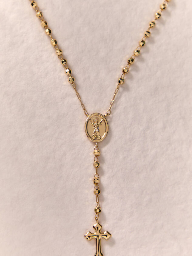 Beaded Y Neck Cross Necklace Detail 2 - AS Kids