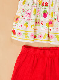 Capri Fruit Tile Print Short Set Detail 3 - ALTAR'D STATE KIDS