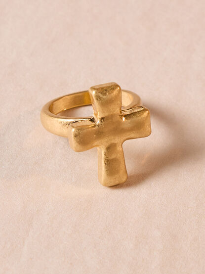 Hammered Cross Statement Ring - ALTAR'D STATE KIDS