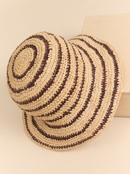 Raffia Striped Bucket Hat - AS Kids