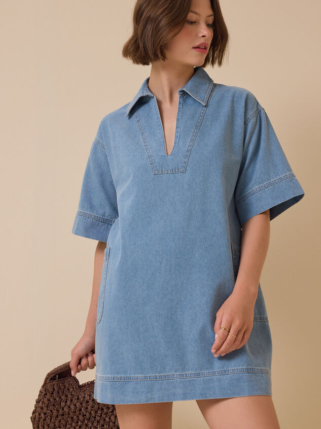 Maya Denim V-Neck Dress Detail 6 - ALTAR'D STATE KIDS