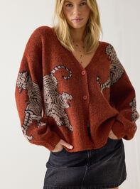 Tigris Balloon Sleeve Tiger Cardigan Detail 4 - AS Kids