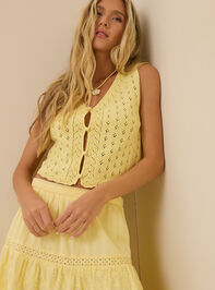 Ada Pointelle Pearl Button Sleeveless Cardigan Detail 4 - ALTAR'D STATE KIDS