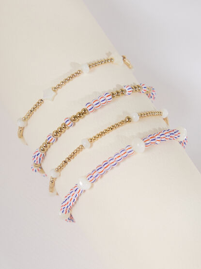 Red, White, and Blue Painted Beaded Bracelet Set - ALTAR'D STATE KIDS