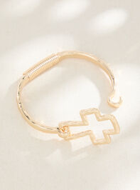 Hammered Open Cross Hinge Bracelet Detail 3 - ALTAR'D STATE KIDS