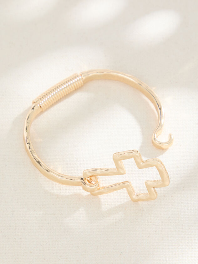 Hammered Open Cross Hinge Bracelet Detail 3 - ALTAR'D STATE KIDS