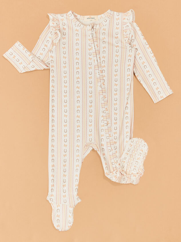 Horseshoe Bow Stripe Footie Detail 2 - AS Kids
