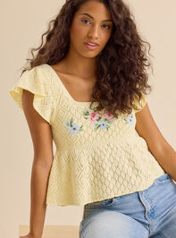 Kaiya Floral Pointelle Babydoll Top - ALTAR'D STATE KIDS