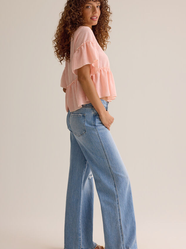 Carolina Stripe Ruffle Top Detail 3 - ALTAR'D STATE KIDS