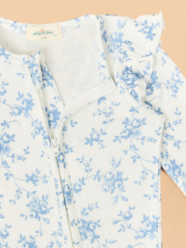 Blue Vine Floral Ruffle Footie Detail 3 - ALTAR'D STATE KIDS