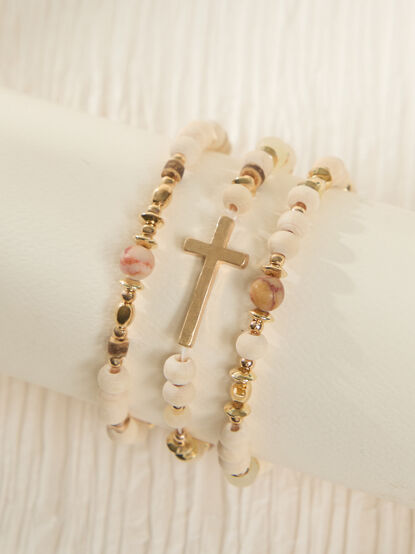 Beaded Wood Cross Bracelet Set - ALTAR'D STATE KIDS