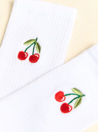 Cherry Embroidered Crew Socks Detail 2 - ALTAR'D STATE KIDS