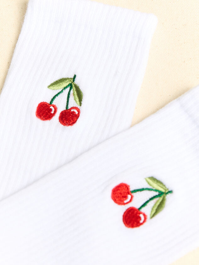 Cherry Embroidered Crew Socks Detail 2 - ALTAR'D STATE KIDS