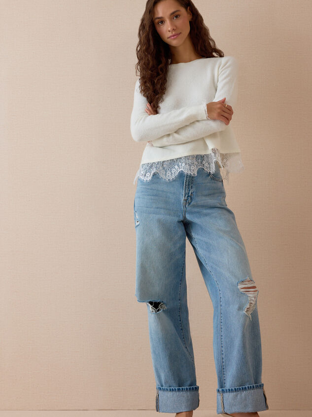 Wrenley Lace Trim Sweater Detail 2 - AS Kids