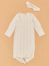 Horseshoe Bow Stripe Gown and Headband - AS Kids