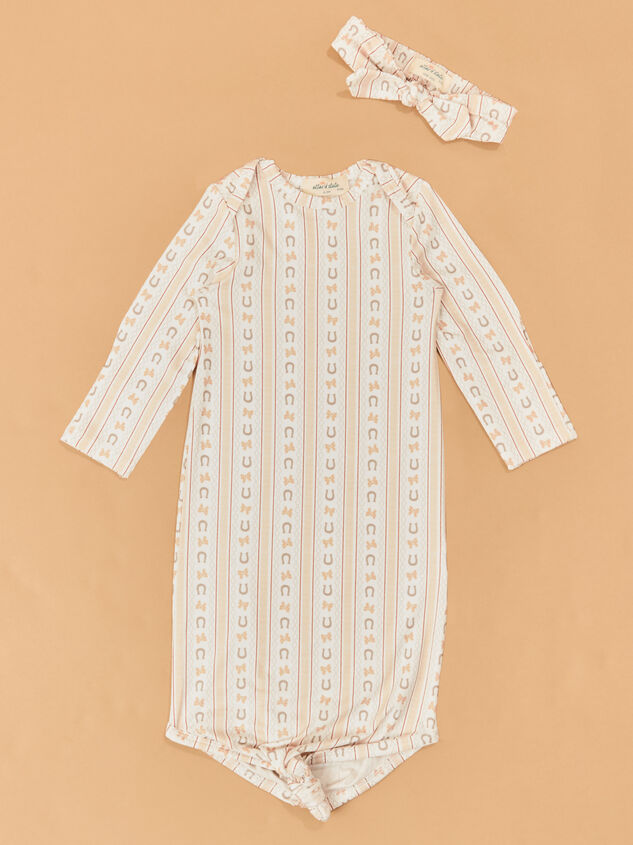Horseshoe Bow Stripe Gown and Headband - AS Kids