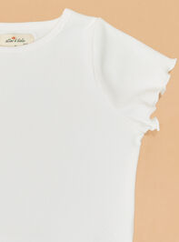 Elena Ribbed Lettuce-Edge Tee Detail 3 - AS Kids