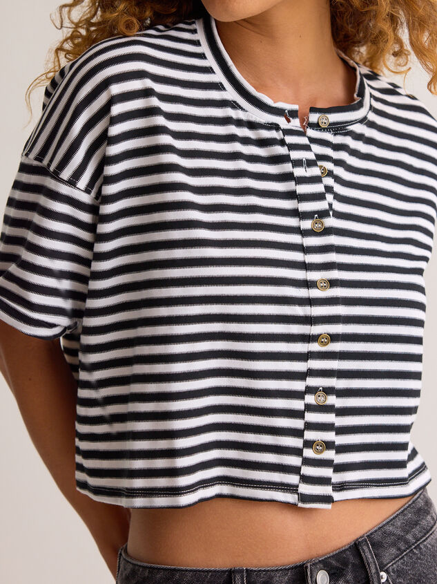 Keaton Button-Up Stripe Top Detail 2 - AS Kids