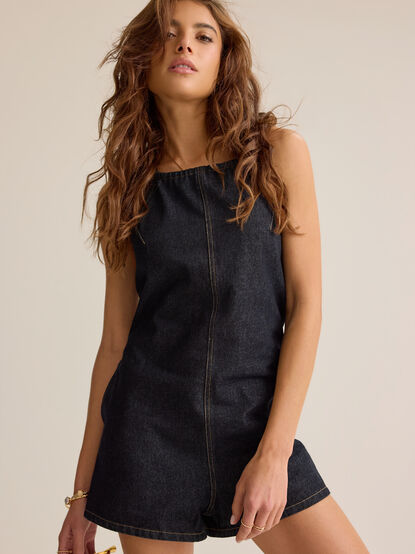 Wren Halter Denim Romper - AS Kids