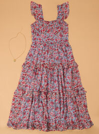 Ellie Floral Midi Dress & Necklace - AS Kids