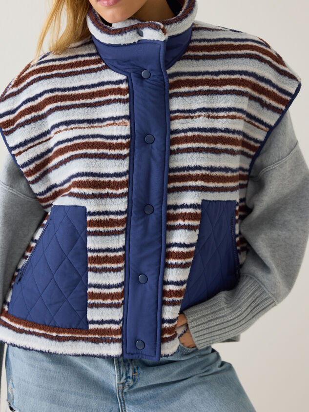 Marlow Stripe Sherpa Vest Detail 2 - AS Kids