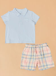 Dusty Plaid Polo Short Set Detail 2 - ALTAR'D STATE KIDS