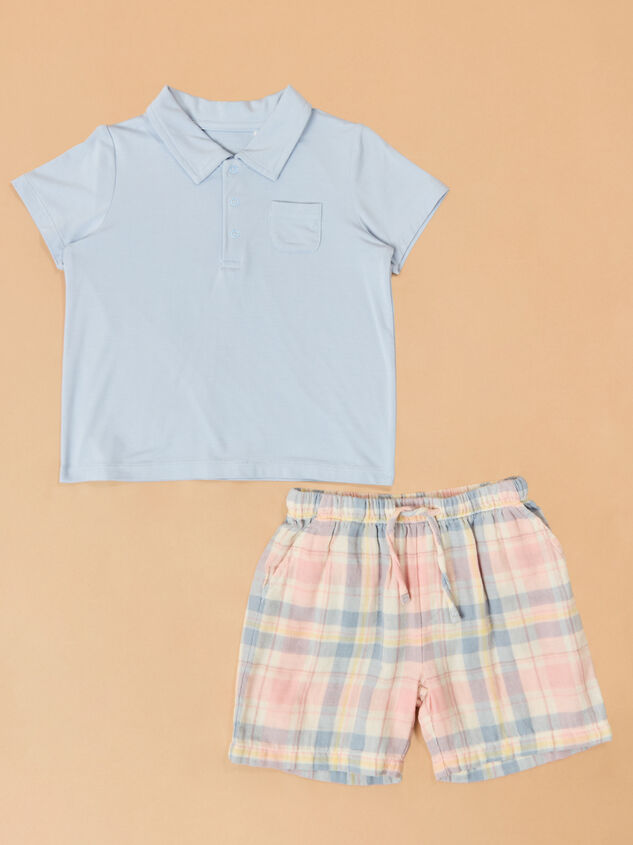 Dusty Plaid Polo Short Set Detail 2 - ALTAR'D STATE KIDS