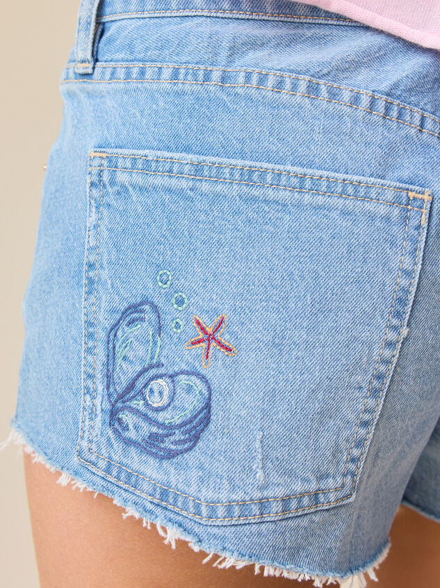 Isla Sea Embroidered Denim Short Detail 6 - ALTAR'D STATE KIDS