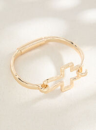 Hammered Open Cross Hinge Bracelet Detail 2 - ALTAR'D STATE KIDS