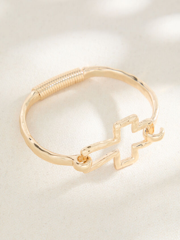 Hammered Open Cross Hinge Bracelet Detail 2 - ALTAR'D STATE KIDS