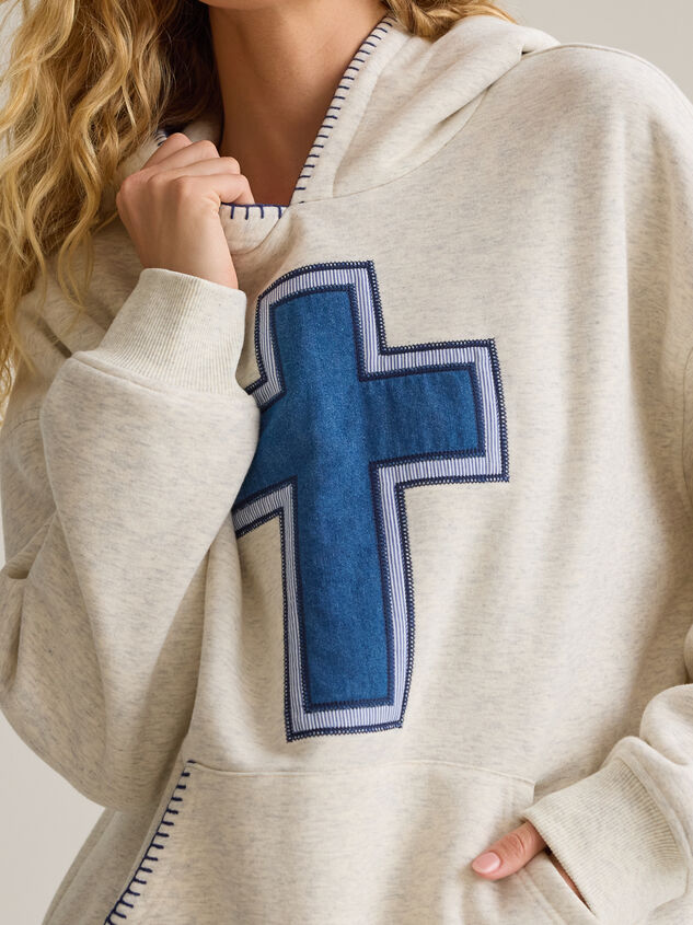 Denim Cross Hoodie Detail 2 - AS Kids
