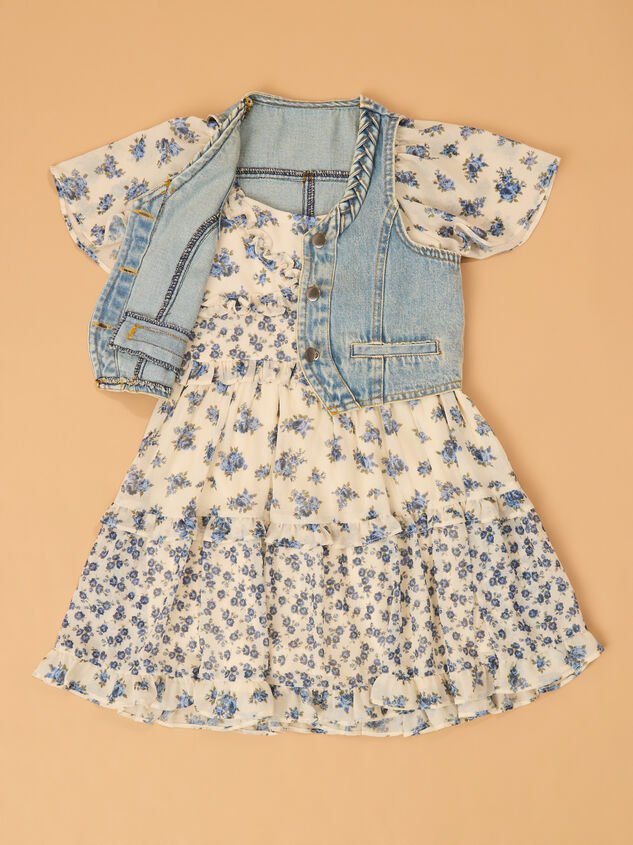 Posey Floral Dress and Denim Vest Detail 2 - AS Kids