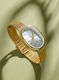 Oval Face Gold Woven Watch - ALTAR'D STATE KIDS