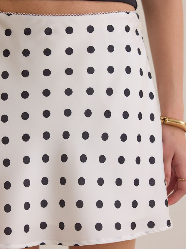 Maeve Polka Dot Satin Mini Skirt Detail 2 - ALTAR'D STATE KIDS