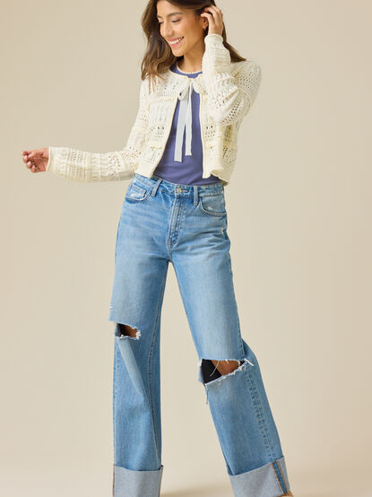 Elizabeth Pointelle Tie Front Top - ALTAR'D STATE KIDS