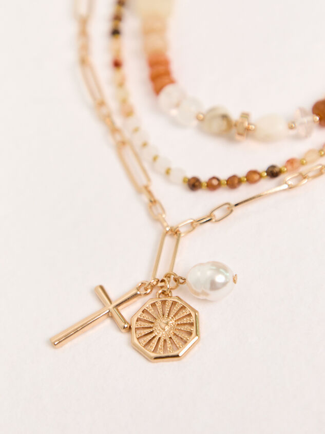 Chloe Beaded Layered Sun and Pearl Necklace Detail 2 - AS Kids
