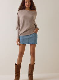 Athalia Asymmetrical Hem Boatneck Sweater Detail 2 - AS Kids