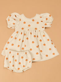 Sweet Squash Puff Sleeve Baby Dress Detail 2 - AS Kids