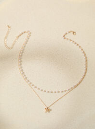 Bow Charm Pearl Layered Necklace Detail 2 - ALTAR'D STATE KIDS
