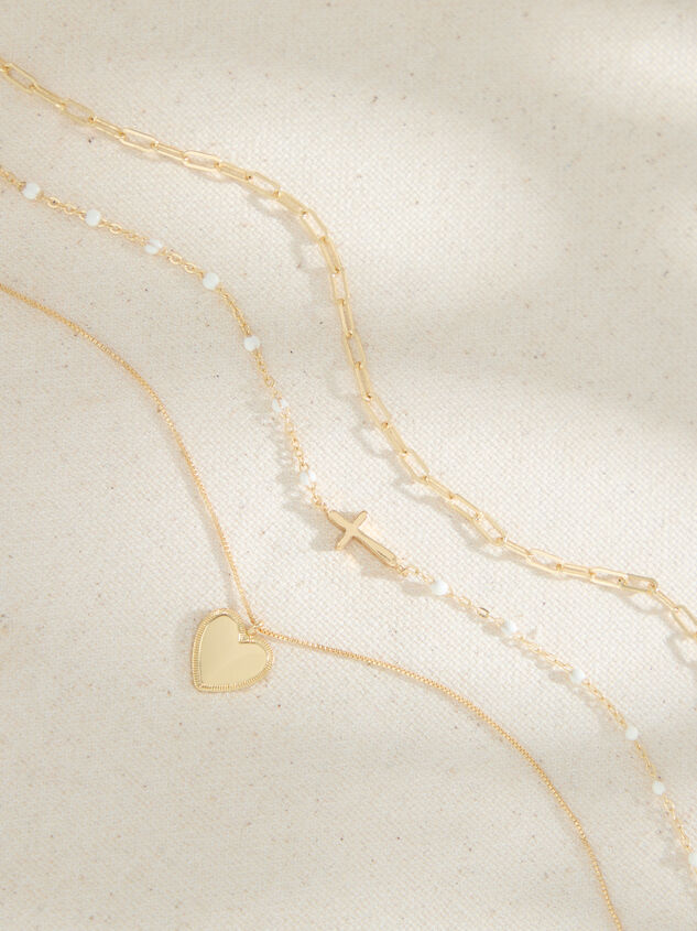 Layered Heart Pendant Cross Charm Necklace - ALTAR'D STATE KIDS