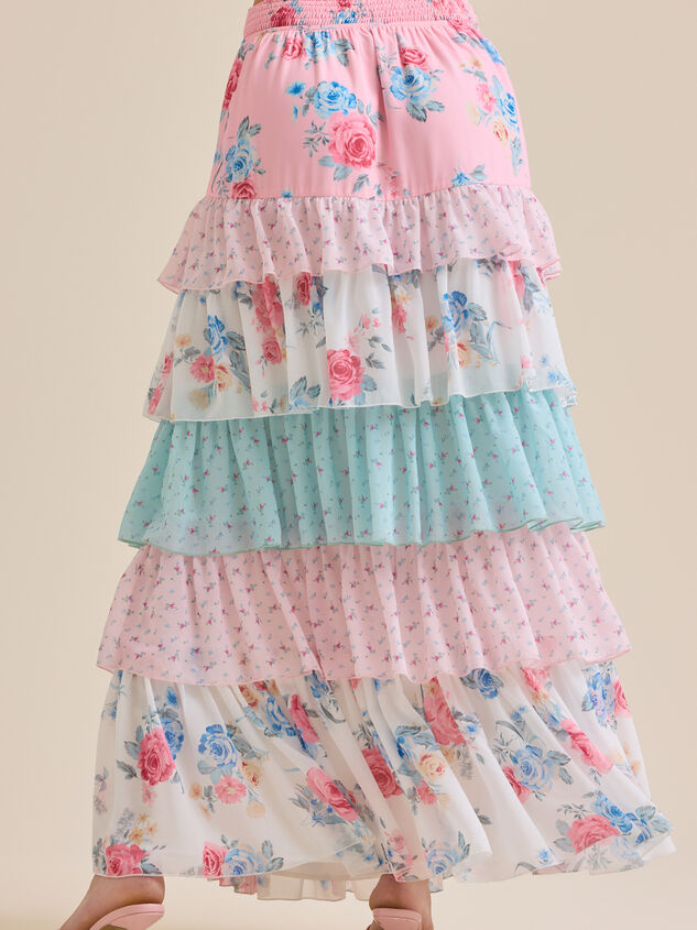 Brea Floral Ruffle Maxi Skirt Detail 5 - ALTAR'D STATE KIDS